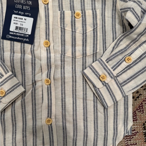 NWT Me & Henry Merchant Long Sleeve Button Down Shirt 100% Cotton Stripe - Picture 2 of 6
